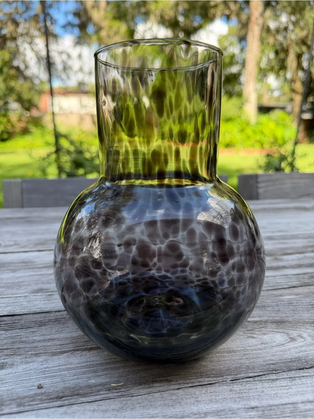Pigeon & Poodle Black Leopard Hand Blown Glass Vase Lausanne